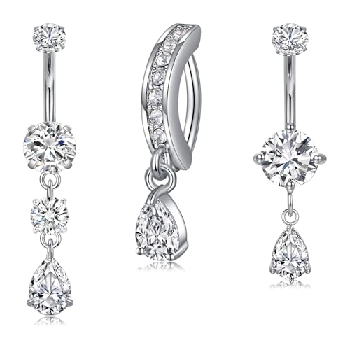 Longita 14G Bauchnabelpiercing Ring Gold Silber Nabelstecker Hypoallergen 316L Edelstahl Bauchnabel Belly Piercing Nabel Bars Langlebiges Nabelring Piercing 10mm Stablänge Für Damen von Longita