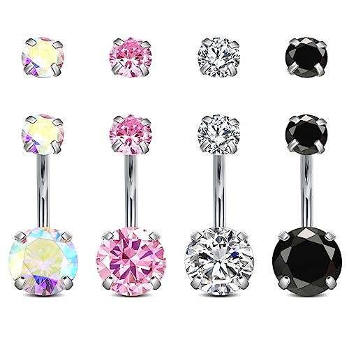 Longita 14G Farbenfroh Bauchnabelpiercing Chirurgenstahl 10mm Cz Damen Herren Bauchnabel Piercing Cz Piercing Bauchnabel Schmuck Barbell von Longita