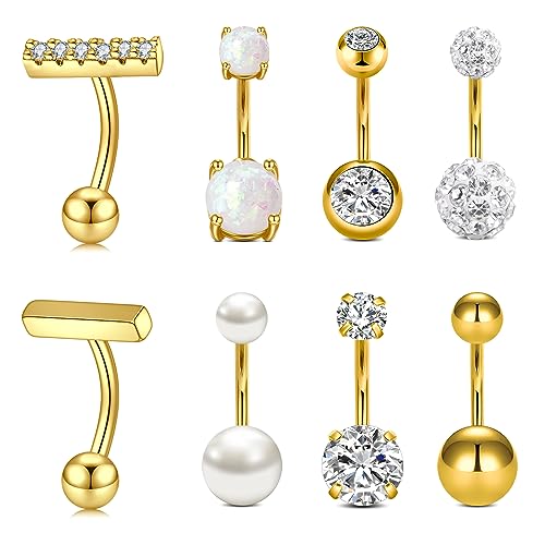 Longita 14G Gold Bauchnabelpiercing 10mm Chirurgenstahl 14G Bauchpiercing Damen Piercing Bauchnabel Schmuck Für Damen Männer von Longita