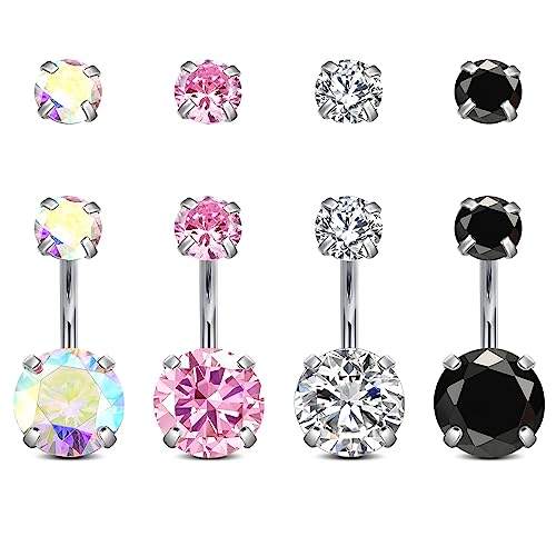 Longita 14G Kurze Bauchnabelpiercing Chirurgenstahl 8mm Cz Damen Herren Bauchnabel Piercing Cz Piercing Bauchnabel Schmuck Barbell von Longita