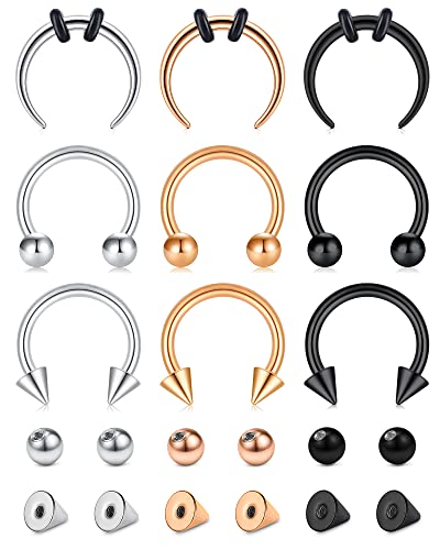 Longita 16G 10MM Hufeisen Piercing Septum Nase Ring für Damen Chirurgenstahl Nasenring Helix Knorpel Ohrpiercing mit Ersatz Kugeln & Spike Longita 16G 10MM Hufeisen Piercing Septum Nase Ring für Damen Chirurgenstahl Nasenring Helix Knorpel Ohrpiercing mit Ersatz Kugeln & Spike von Longita