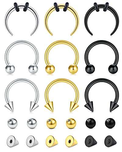 Longita 16G 10MM Hufeisen Piercing Septum Nase Ring für Damen Chirurgenstahl Nasenring Helix Knorpel Ohrpiercing mit Ersatz Kugeln & Spike Longita 16G 10MM Hufeisen Piercing Septum Nase Ring für Damen Chirurgenstahl Nasenring Helix Knorpel Ohrpiercing mit Ersatz Kugeln & Spike von Longita