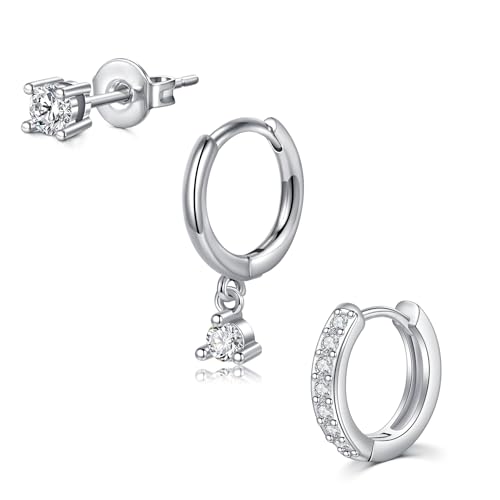 Longita 3 teiliges Ohrringe Set Ohrpiercing Edelstahl - Verstellbare Ohrstecker & Ohrring Helix Piercings für Tragus Conch Gold & Silber Ipoallergen für Damen von Longita