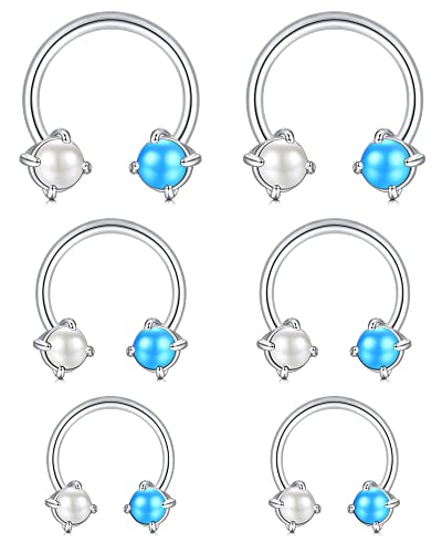 Longita Hufeisen Septum Piercing für Damen 16G 6/8/10/12MM - Perle Tragus Conch Helix Knorpel Ohr Silber von Longita