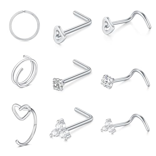 Longita Nasenpiercing L-Form Gold Silber Nasenstecker 20G Edelstahl Nasenring für Nostril Piercing Nase Hypoallergen für Frauen und Männer von Longita