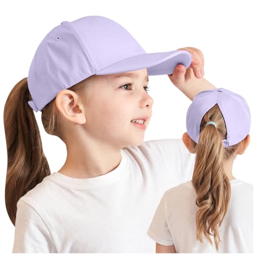 2-8 Jahre Mädchen Jungen Pferdeschwanz Kappe Baseball Cap Unisex Einstellbare Baseballkappe Visor Basecap Hut Sonnenblende Hut Schirmmütze Sommermütze Sommerhut Tennis Kappe (Purple, One Size) von Longra