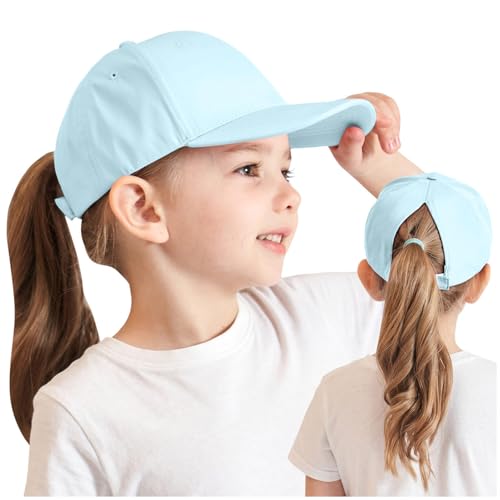 2-8 Jahre Mädchen Jungen Pferdeschwanz Kappe Baseball Cap Unisex Einstellbare Baseballkappe Visor Basecap Hut Sonnenblende Hut Schirmmütze Sommermütze Sommerhut Tennis Kappe Sonnenhut (Blue, One Size) von Longra