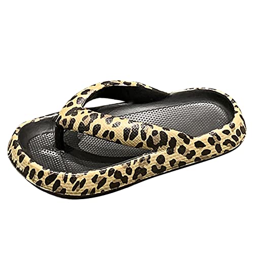 Badeschuhe Damen Cozislides Original Slippers Leopard Wolken Slipper Cloudyzz Schlappen Super Weiche Airfloppy Hausschuhe rutschfeste Pantoletten Badelatschen Offener Zehentranner Sommer Flip Flops von Longra