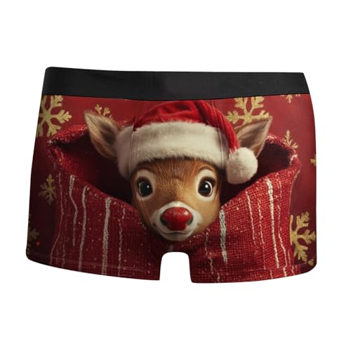 Boxershorts Weihnachten Herren Weihnachtsunterhose Weihnachtsunterwäsche Slips Geschenk Weiche Lustige Bequeme Weihnachtsboxershort Unterhosen Weihnachts Boxershorts Geschenk (a-Watermelon Red, XL) von Longra