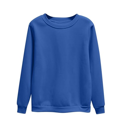 Damen Sweatshirt Winter Fleece Pullover Casual Rundhals Fleece Gefüttert Sweater Warm Langarm Pulli Winterpullover Einfarbig Fleecepullover Ohne Kapuzen Fleecepulli Thermounterwäsche (Blue, M) von Longra