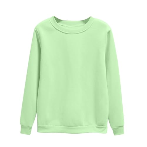 Damen Sweatshirt Winter Fleece Pullover Casual Rundhals Fleece Gefüttert Sweater Warm Langarm Pulli Winterpullover Einfarbig Fleecepullover Ohne Kapuzen Fleecepulli Thermounterwäsche (Light Green, M) von Longra
