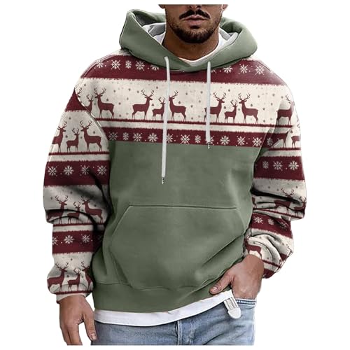 Herren Kapuzenpullover mit Weihnachtsmotiv Weihnachten Pullover Funny Xmas Hoodie Christmas Sweater Weihnachtspulli Lustiger Weihnachtshoodie Weihnachtsoutfits Weihnachtsshirt (1-Green, S) von Longra