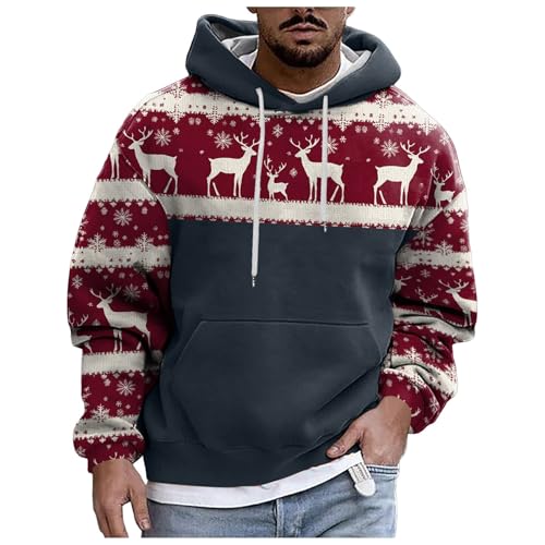 Herren Kapuzenpullover mit Weihnachtsmotiv Weihnachten Pullover Funny Xmas Hoodie Christmas Sweater Weihnachtspulli Lustiger Weihnachtshoodie Weihnachtsoutfits Weihnachtsshirt (6-Dark Blue, S) von Longra