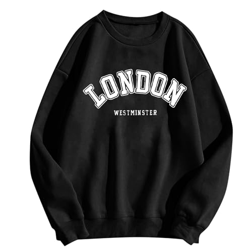 London Sweatshirt Damen Sweat Pullover Teenager Mädchen Vintage Oberteile Fleece Rundhals Langarmshirt Pulli Gefüttert Outdoorshirts Pullover Lässige Sweater Streetwear Sweatshirts Ohne Kapuzen London Sweatshirt Damen Sweat Pullover Teenager Mädchen Vintage Oberteile Fleece Rundhals Langarmshirt Pulli Gefüttert Outdoorshirts Pullover Lässige Sweater Streetwear Sweatshirts Ohne Kapuzen von Longra