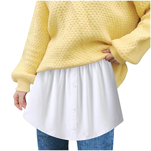 Longra Hemdverlängerung Damen Fake Top Unterer Saum, Rock Halbe Länge Knopfleiste Hemd Saum Schicht Top Lower Sweep,Pullover Sweatshirt Verlängerung Schichtung Unterer Sweep Für Jede Kleidung von Longra