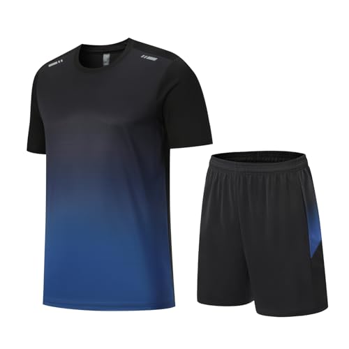 Longra Herren Activewear Sets Kurz Sportbekleidung Set 2 Piece T-Shirt mit Short Sommer Kurzarm Fitness Männer Sporthose Kurz Sportset Freizeitanzug Jogginganzug Gym Traininganzug Set Tracksuit von Longra