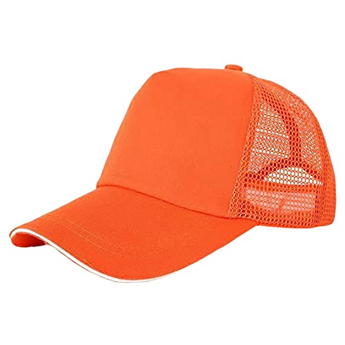 Unisex Jungen Mädchen Mütze Baseball Cap Baseballkappe Draußen Verstellbarer Sonnenhut für Mädchen Jungen Sonnenhut Atmungsaktiv Kappe Basecap Mütze Sporthut Mesh Kids Cap (Orange, One Size) von Longra