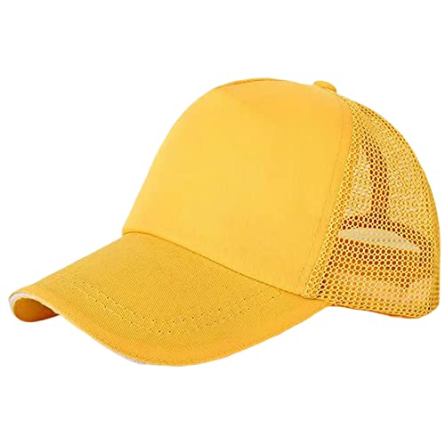 Unisex Jungen Mädchen Mütze Baseball Cap Baseballkappe Draußen Verstellbarer Sonnenhut für Mädchen Jungen Sonnenhut Atmungsaktiv Kappe Basecap Mütze Sporthut Mesh Kids Cap (Yellow, One Size) von Longra