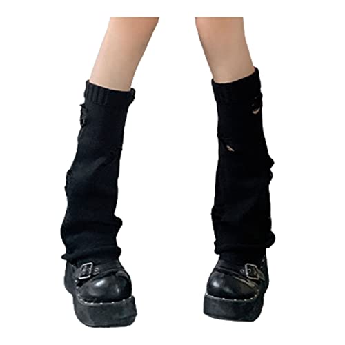 Longyangqk Beinlinge für Frauen, Gerippte Strick Beinlinge Harajuku Kawaii High Heels Stiefel Warm Flauszy Bein 90er Jahre Mädchen Streetwear von Longyangqk