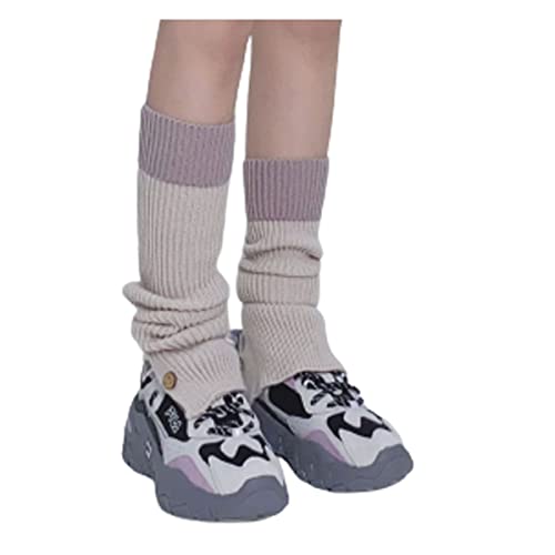 Longyangqk Beinlinge für Frauen 80er Jahre Kawaii Strick Stiefel Socken Süße Harajuku Beinabdeckung Strümpfe High Heels Stiefel Goth Knie Beinstrümpfe von Longyangqk