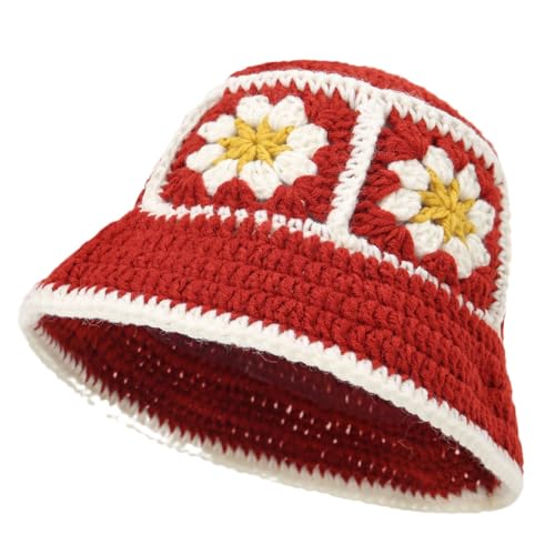 Longyangqk Frauen häkeln Bucket Hat Handgemachte Cutout Bucket Hat Blumenkappe Melone Hüte von Longyangqk