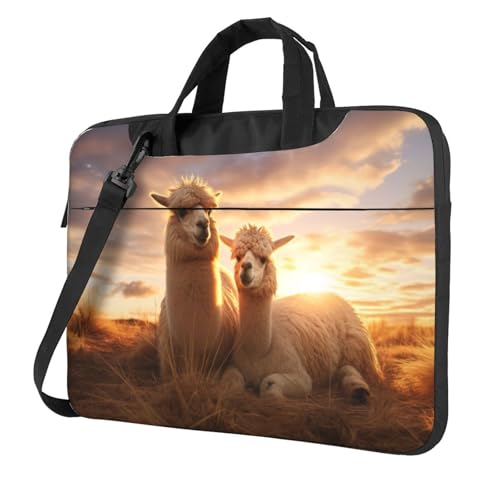 Alpaca Llama1 Laptoptasche, tragbar, mit einer Schultertasche, kompatibel mit 13-15,6 Zoll (33 - 39,6 cm), Schwarz, 15.6 inch von Longzehao