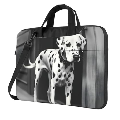 Dalmatiner-Laptoptasche, tragbar, mit einer Schultertasche, kompatibel mit 13-15,6 Zoll (33 - 39,6 cm), Schwarz, 14 inch von Longzehao
