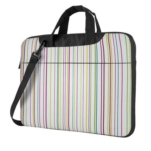 Gestreifte Laptoptasche, tragbar, mit einer Schultertasche, kompatibel mit 13-15,6 Zoll (33 - 39,6 cm), Schwarz, 15.6 inch von Longzehao