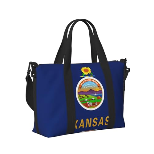 Kansas Reisetasche mit Staatsflaggen-Druck, Handtasche, Schultertasche, Wochenendtasche, Übernachtungstasche für Yoga, Fitnessstudio, Reisen Kansas Reisetasche mit Staatsflaggen-Druck, Handtasche, Schultertasche, Wochenendtasche, Übernachtungstasche für Yoga, Fitnessstudio, Reisen von Longzehao