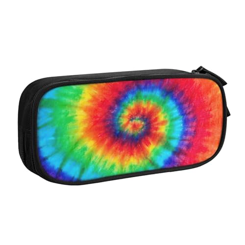 LONGZEHAO Federmäppchen mit großem Fassungsvermögen, Batik-Hippie-Druck, doppellagiger Reißverschluss, Federmäppchen, Make-up-Tasche von Longzehao