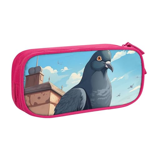 LONGZEHAO Federmäppchen mit großem Fassungsvermögen, Cartoon-Tauben-Druck, doppellagiger Reißverschluss, Federmäppchen, Make-up-Tasche von Longzehao