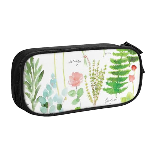 LONGZEHAO Federmäppchen mit großem Fassungsvermögen, Frühlingskräuter-Garten, doppellagiger Reißverschluss, Make-up-Tasche, Organizer von Longzehao