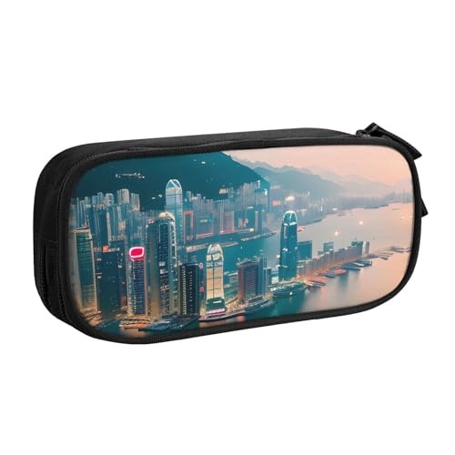 LONGZEHAO Federmäppchen mit großem Fassungsvermögen, Hongkong-Druck, doppellagiger Reißverschluss, Federmäppchen, Make-up-Tasche LONGZEHAO Federmäppchen mit großem Fassungsvermögen, Hongkong-Druck, doppellagiger Reißverschluss, Federmäppchen, Make-up-Tasche von Longzehao