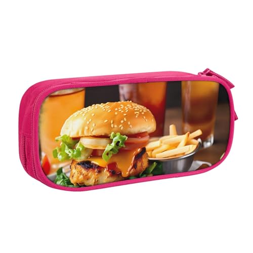 LONGZEHAO Federmäppchen mit großem Fassungsvermögen, Hühnerbein-Burger-Design, doppellagiger Reißverschluss, Make-up-Tasche, Organizer von Longzehao