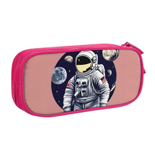 LONGZEHAO Federmäppchen mit großem Fassungsvermögen, Motiv: Astronaut auf dem Mond, doppelschichtiger Reißverschluss, Make-up-Tasche von Longzehao