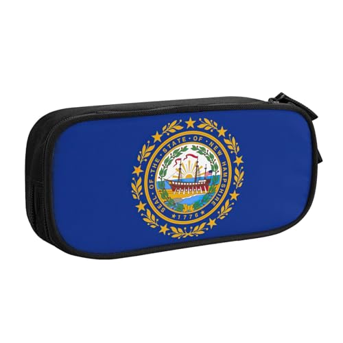 LONGZEHAO Federmäppchen mit großem Fassungsvermögen, Motiv: Flagge des Bundesstaates Hampshire, doppellagiger Reißverschluss, Make-up-Tasche von Longzehao