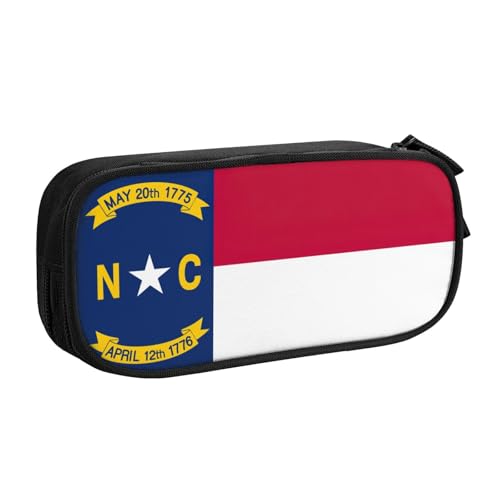LONGZEHAO Federmäppchen mit großem Fassungsvermögen, Motiv: Flagge von North Carolina, doppellagiger Reißverschluss, Make-up-Tasche von Longzehao