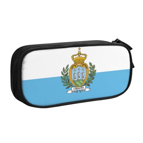 LONGZEHAO Federmäppchen mit großem Fassungsvermögen, Motiv: Flagge von San Marino, doppellagiger Reißverschluss, Make-up-Tasche von Longzehao