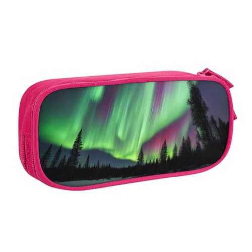 LONGZEHAO Federmäppchen mit großem Fassungsvermögen, Motiv: Nordlichter, Malerei, doppellagiger Reißverschluss, Federmäppchen, Make-up-Tasche, Organizer von Longzehao