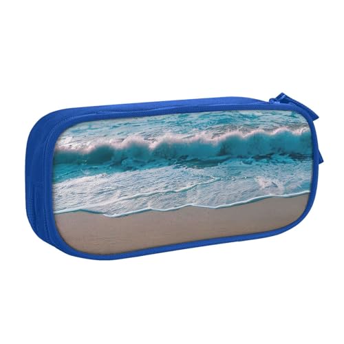 LONGZEHAO Federmäppchen mit großem Fassungsvermögen, Strandmotiv, doppellagiger Reißverschluss, Make-up-Tasche, Organizer LONGZEHAO Federmäppchen mit großem Fassungsvermögen, Strandmotiv, doppellagiger Reißverschluss, Make-up-Tasche, Organizer von Longzehao