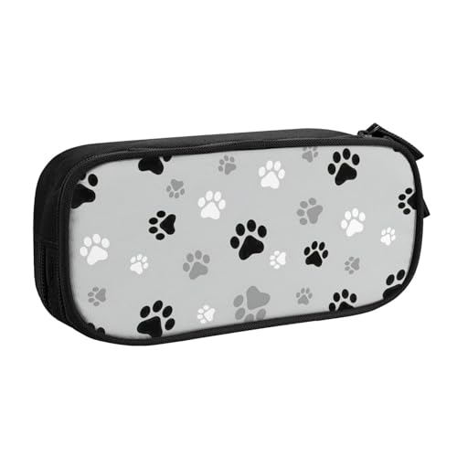 LONGZEHAO Federmäppchen mit großem Fassungsvermögen, Tierpfotenabdruck-Design, doppellagiger Reißverschluss, Make-up-Tasche, Organizer von Longzehao