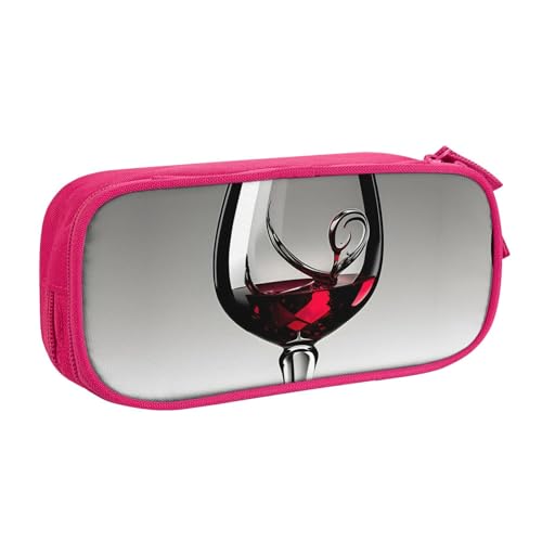 LONGZEHAO Federmäppchen mit großem Fassungsvermögen, Weinglas-Druck, doppellagiger Reißverschluss, Stiftebox, Make-up-Tasche von Longzehao