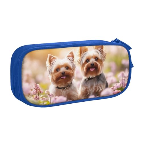 LONGZEHAO Federmäppchen mit großem Fassungsvermögen, Yorkie-Blumenmuster, 3-lagiger Reißverschluss, Stiftebox, Make-up-Tasche, Organizer LONGZEHAO Federmäppchen mit großem Fassungsvermögen, Yorkie-Blumenmuster, 3-lagiger Reißverschluss, Stiftebox, Make-up-Tasche, Organizer von Longzehao