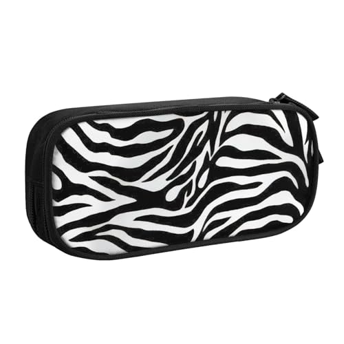 LONGZEHAO Federmäppchen mit großem Fassungsvermögen, Zebra-Druck, doppellagiger Reißverschluss, Federmäppchen, Make-up-Tasche von Longzehao