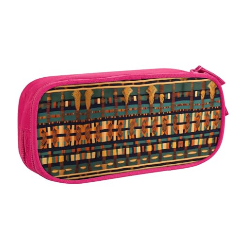 LONGZEHAO Federmäppchen mit großem Fassungsvermögen, afrikanischer klassischer Webdruck, doppellagiger Reißverschluss, Federmäppchen, Make-up-Tasche von Longzehao