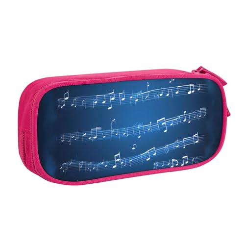LONGZEHAO Federmäppchen mit großem Fassungsvermögen, blaue Musiknoten-Druck, doppellagiger Reißverschluss, Federmäppchen, Make-up-Tasche, Organizer von Longzehao