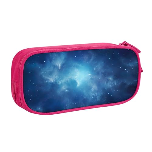 LONGZEHAO Federmäppchen mit großem Fassungsvermögen, blauer Galaxy2-Druck, doppellagiger Reißverschluss, Federmäppchen, Make-up-Tasche, Organizer von Longzehao