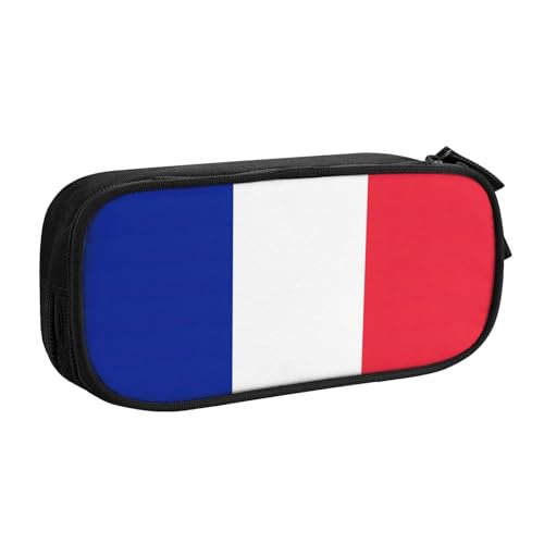 LONGZEHAO Federmäppchen mit großem Fassungsvermögen, französische Flagge, doppellagiger Reißverschluss, Make-up-Tasche, Organizer von Longzehao