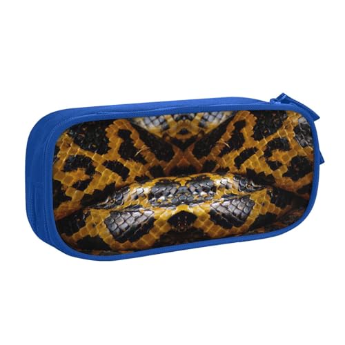 LONGZEHAO Federmäppchen mit großem Fassungsvermögen, gelbes Schlangenmuster, doppellagiger Reißverschluss, Make-up-Tasche, Organizer von Longzehao