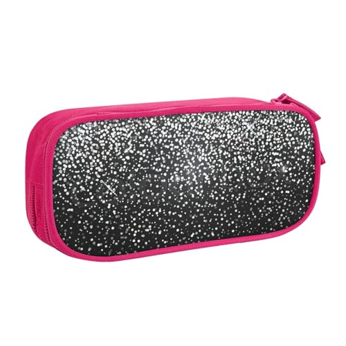 LONGZEHAO Federmäppchen mit großem Fassungsvermögen, glänzendes silberfarbenes Glitzer-Design, doppellagiger Reißverschluss, Federmäppchen, Make-up-Tasche von Longzehao